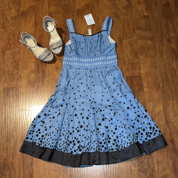 Anthropologie Floreat Blue A Line dress Spring - Picture 7 of 10